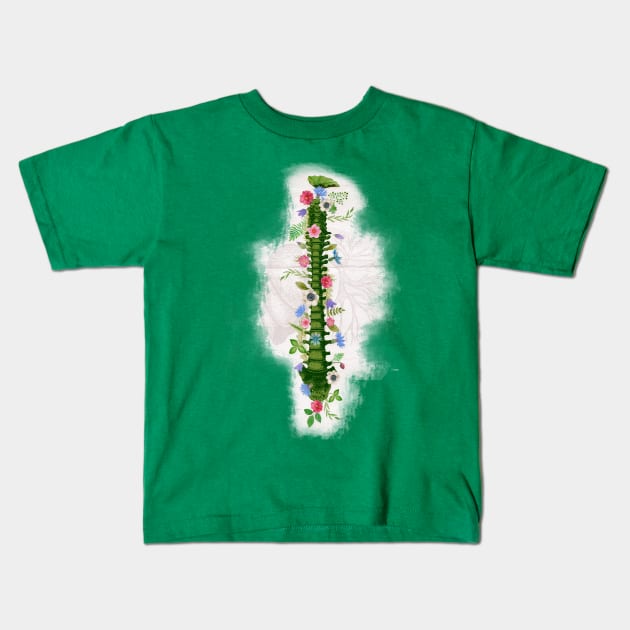 Floral Spine Kids T-Shirt by Sybille